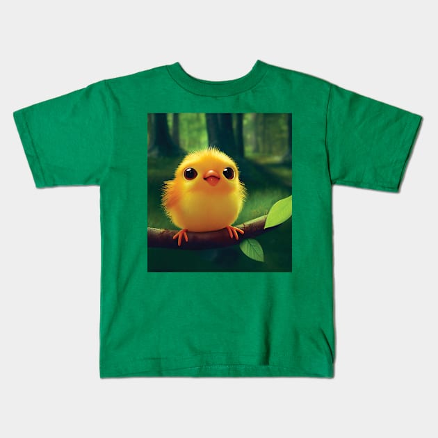 Cute Fluffy Chick or Baby Yellow Bird Kids T-Shirt by Geminiartstudio
